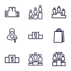 Set of 9 podium outline icons
