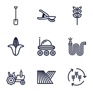 Set of 9 agriculture outline icons