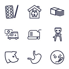 Set of 9 care outline icons