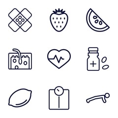 Set of 9 healthy outline icons