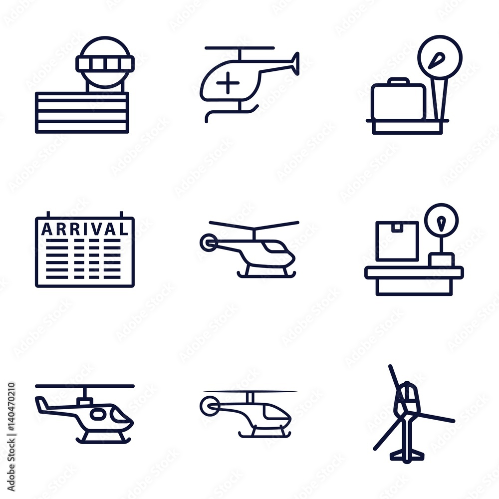 Canvas Prints Set of 9 departure outline icons