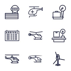 Set of 9 departure outline icons