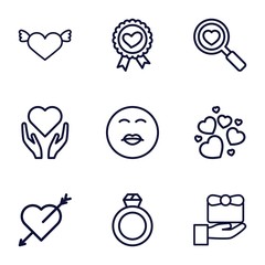 Set of 9 valentine outline icons