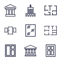 Set of 9 architectural outline icons