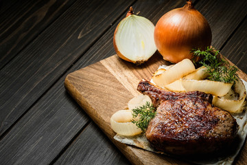 Delicious grilled pork loin with vegetables