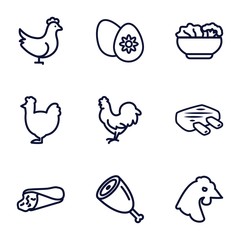 Set of 9 chicken outline icons