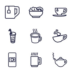 Set of 9 tea outline icons