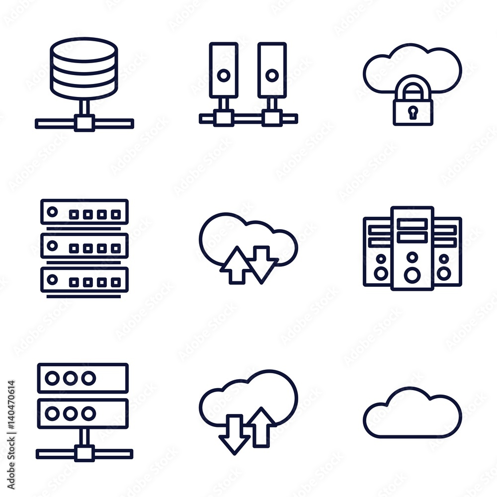 Poster set of 9 hosting outline icons