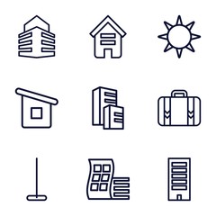 Set of 9 hotel outline icons