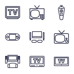 Set of 9 tv outline icons