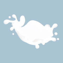 Milk Illustration. White Blot on Blue Background