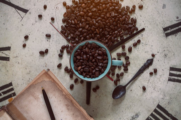 Beans on antique clocks.
