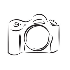 black outline of camera isolated on white background
