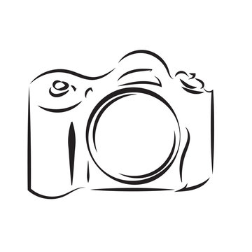 black outline of camera isolated on white background