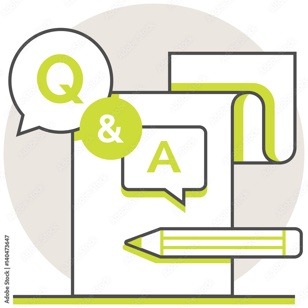 Aufkleber questions and answers - infographic icon elements from online education set. flat thin line icon pic