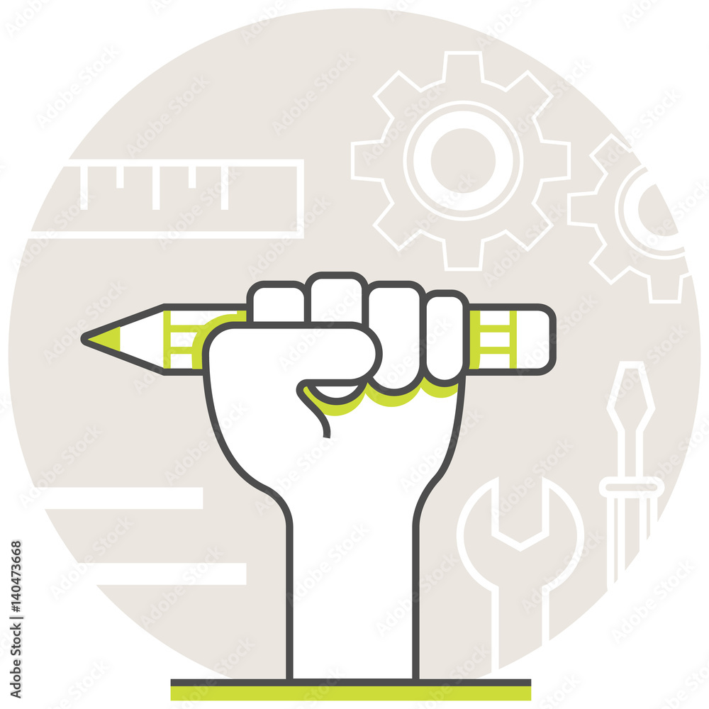 Poster online workshop - infographic icon elements from online education set. flat thin line icon pictogram