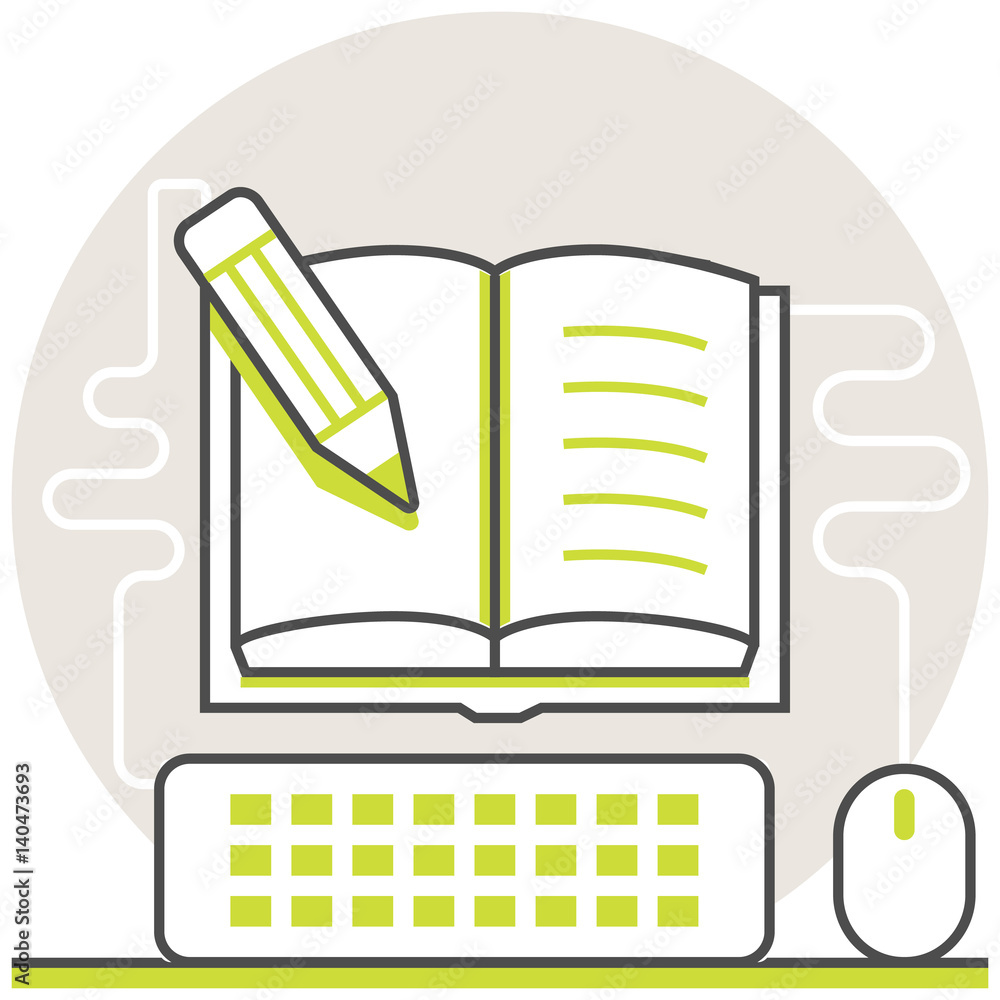 Aufkleber online lessons - infographic icon elements from online education set. flat thin line icon pictogram 