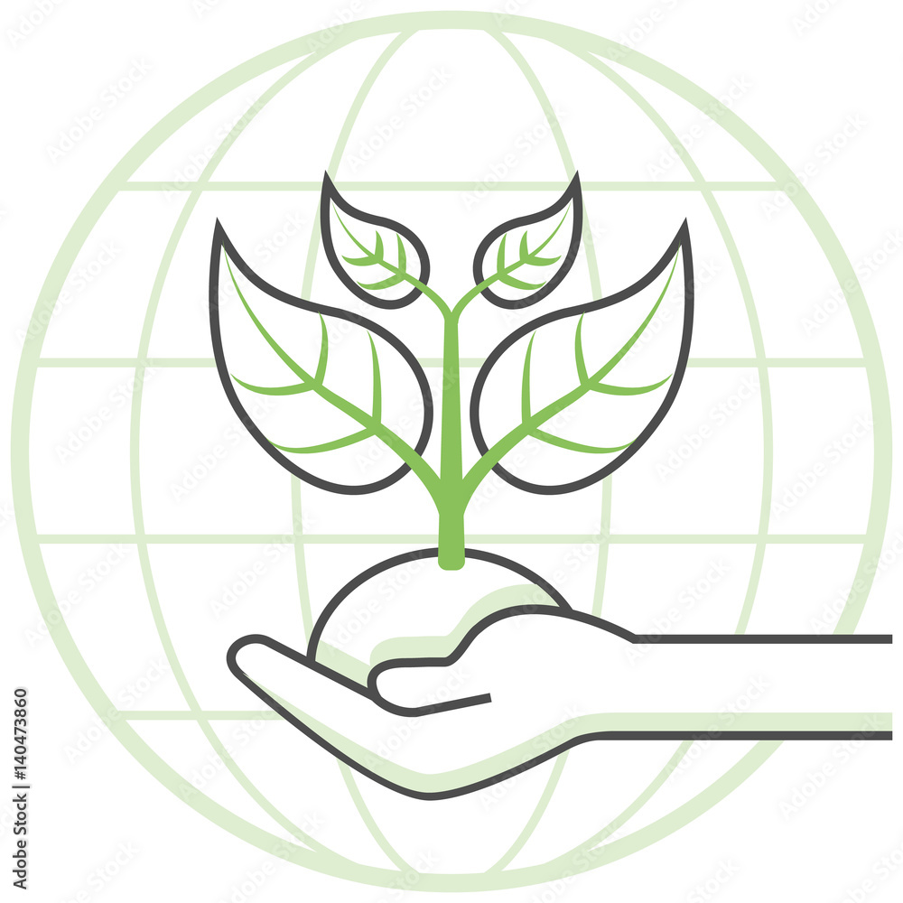 Poster planting for the planet - infographic icon elements from nature and ecology set. flat thin line icon
