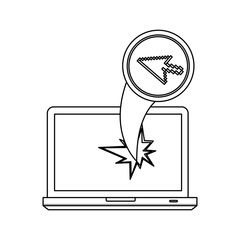 figure computer arrow cursor with hole icon, vector illustraction design