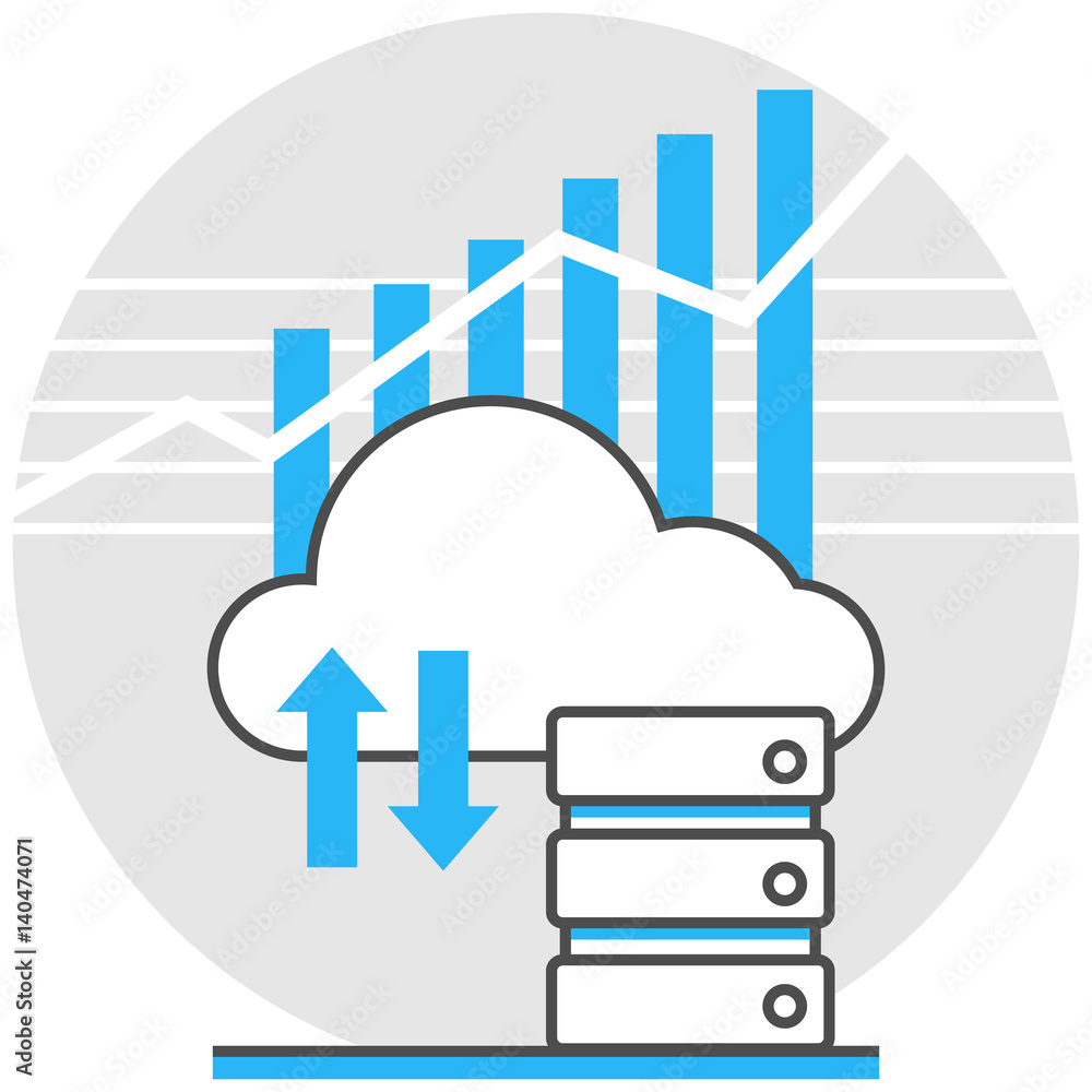 Poster big data and analytics - infographic icon elements from logistics technology set. flat thin line ico