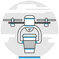 Drone Delivery - Infographic Icon Elements from Logistics Technology Set. Flat Thin Line Icon Pictogram for Website and Mobile Application Graphics.