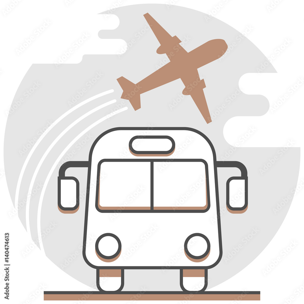 Poster airport shuttle service - infographic icon elements from hotel services set. flat thin line icon pic