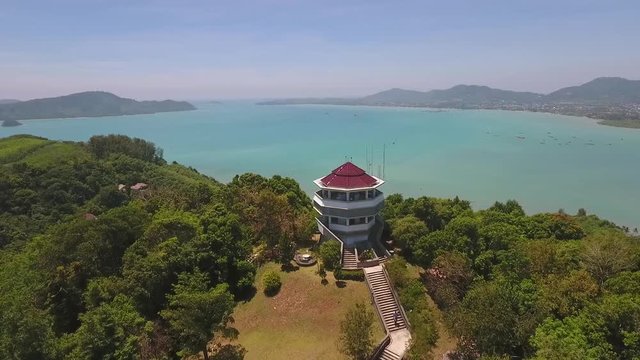 Khao Khad Viewpoint at Panwa Cape. HD Aerial. Phuket, Thailand.