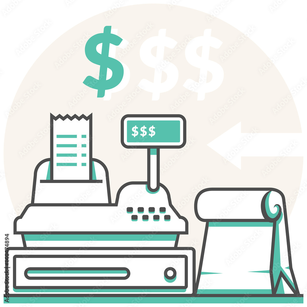 Poster order checkout - infographic icon elements from grocery shopping set. flat thin line icon pictogram 