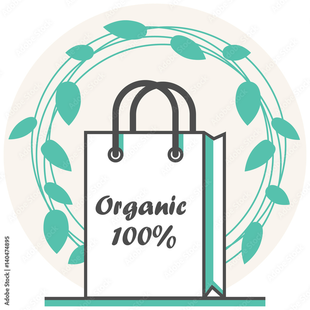 Poster organic products - infographic icon elements from grocery shopping set. flat thin line icon pictogra