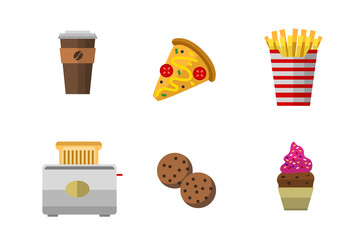 Vector icons sweet fast food elements.