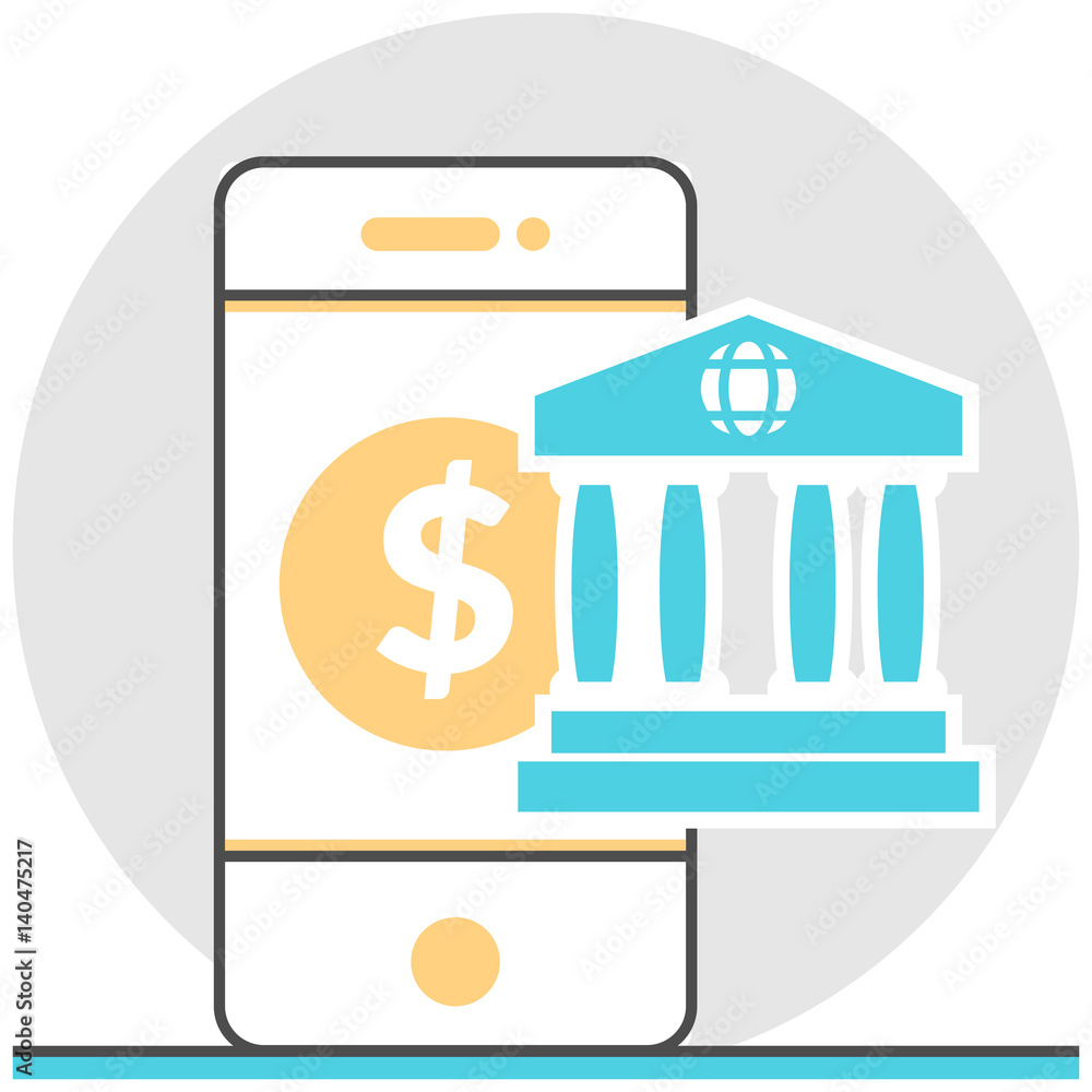 Poster Mobile Banking - Infographic Icon Elements from Financial Management Set. Flat Thin Line Icon Pictogram for Website and Mobile Application Graphics.