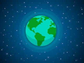 Globe in space. Stars around the planet of earth against