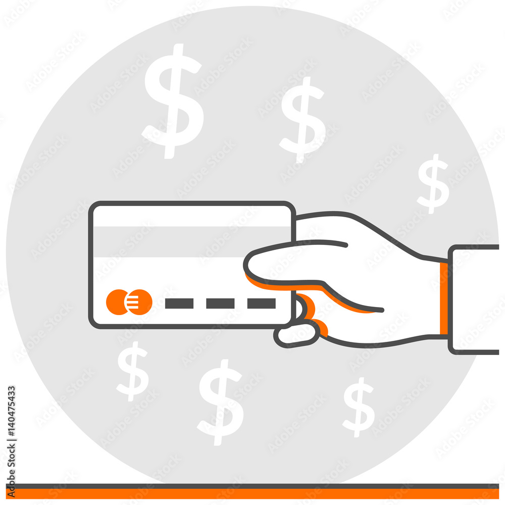 Poster card payment - infographic icon elements from e-commerce set. flat thin line icon pictogram for webs