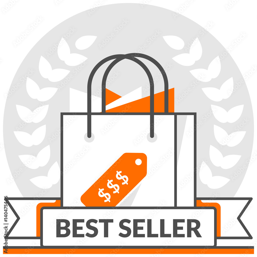 Poster best sellers - infographic icon elements from e-commerce set. flat thin line icon pictogram for webs
