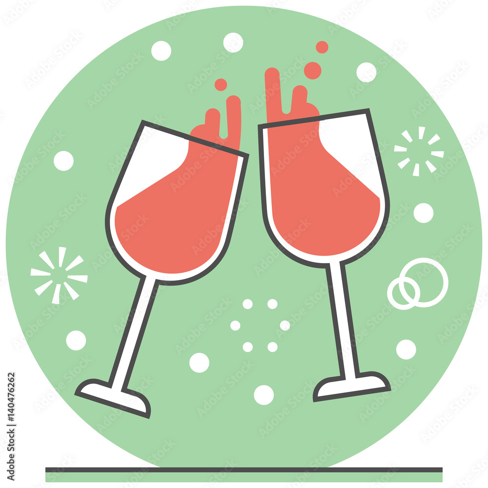 Poster cheers - infographic icon elements from christmas and new year set. flat thin line icon pictogram fo