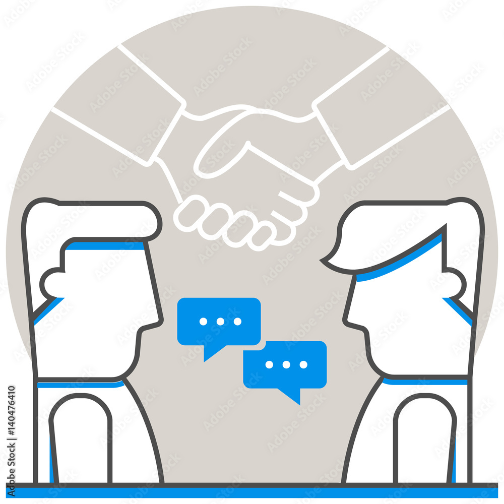 Poster customer relationships - infographic icon elements from business concept set. flat thin line icon pi