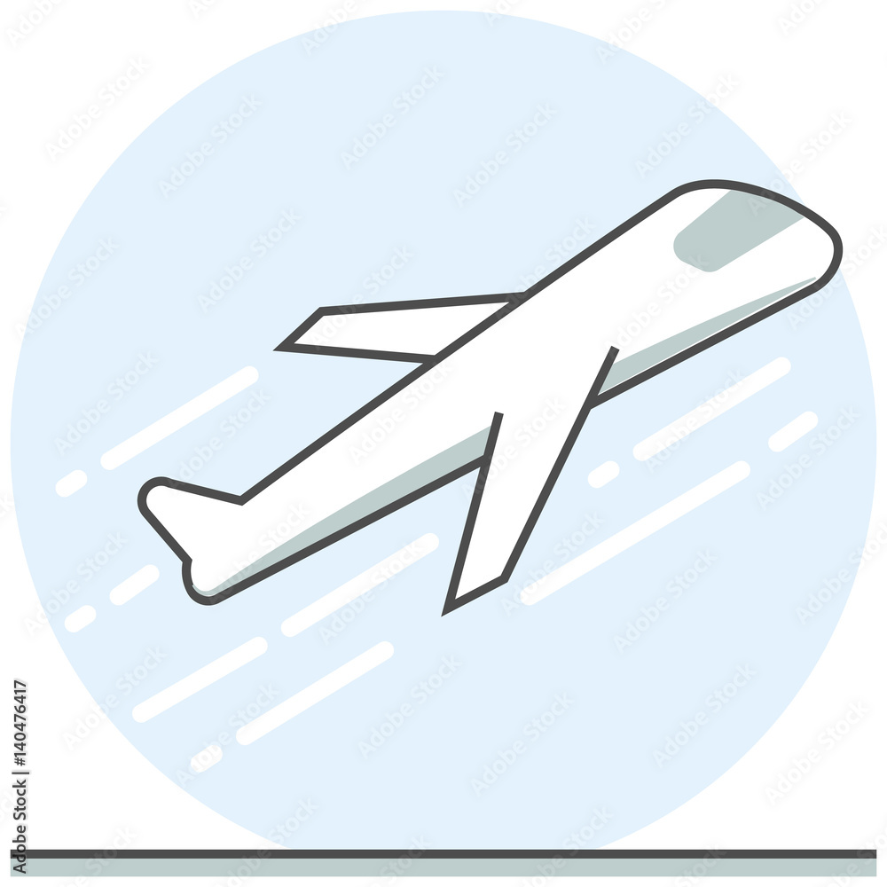 Poster Takeoff - Infographic Icon Elements from Aircraft and Airport Set. Flat Thin Line Icon Pictogram for Website and Mobile Application Graphics.