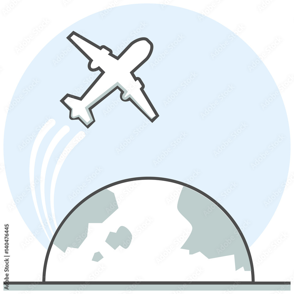 Poster Overflight - Infographic Icon Elements from Aircraft and Airport Set. Flat Thin Line Icon Pictogram for Website and Mobile Application Graphics.