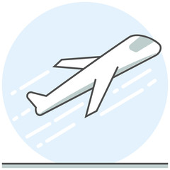 Takeoff - Infographic Icon Elements from Aircraft and Airport Set. Flat Thin Line Icon Pictogram for Website and Mobile Application Graphics.