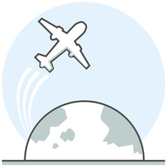 Overflight - Infographic Icon Elements from Aircraft and Airport Set. Flat Thin Line Icon Pictogram for Website and Mobile Application Graphics.