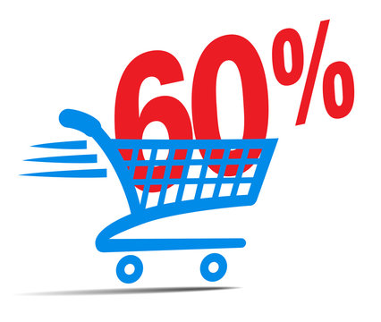 Check Out Cart SALE Icon Symbol with 60 Percent