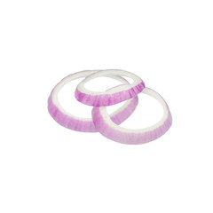 Sliced red onion rings isolated on white background cutout