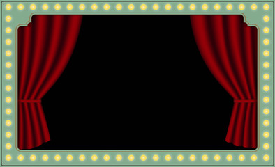 Vector Red Theater Curtains, Circus Lights