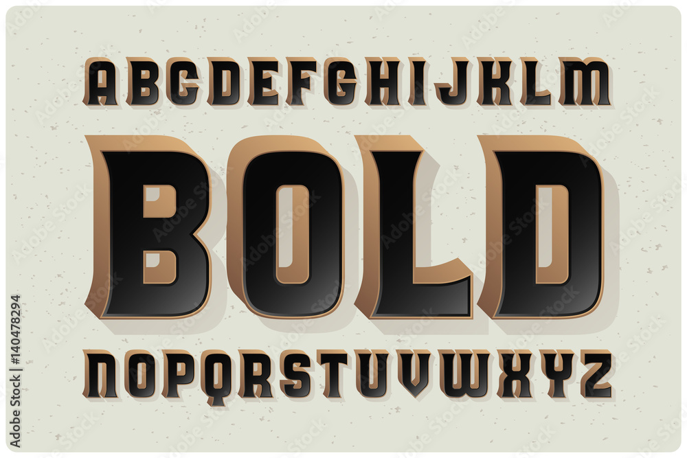 Poster big bold extruded typeface with smooth gradient fill