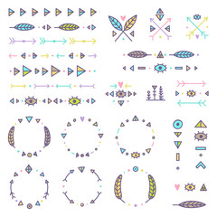 Set of tribal elements. Vector hand drawn illustration