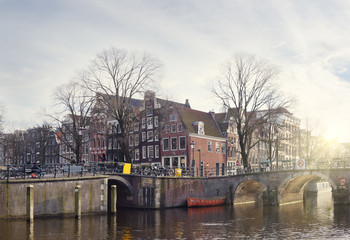 Amsterdam canals in winter