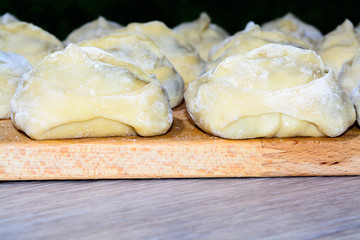 Homemade raw manti