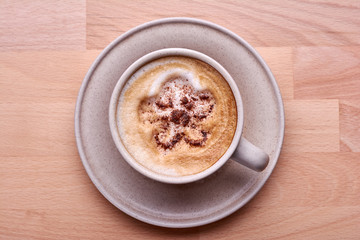 Top view of cappuccino cup.