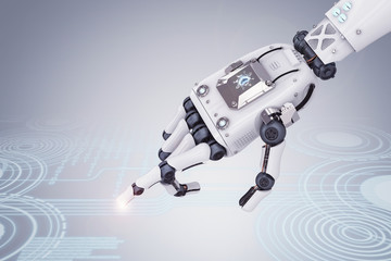 robotic hand with virtual graphic
