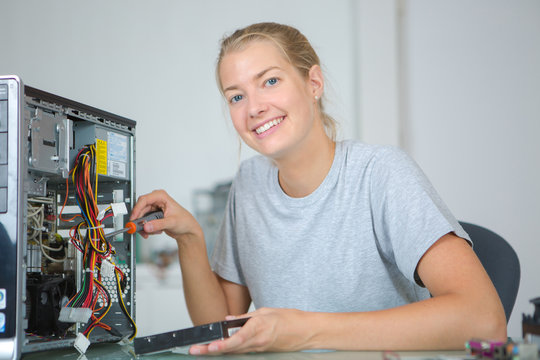 computer technician posing